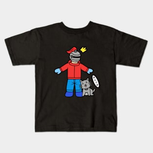 Cute knight with cat Kids T-Shirt